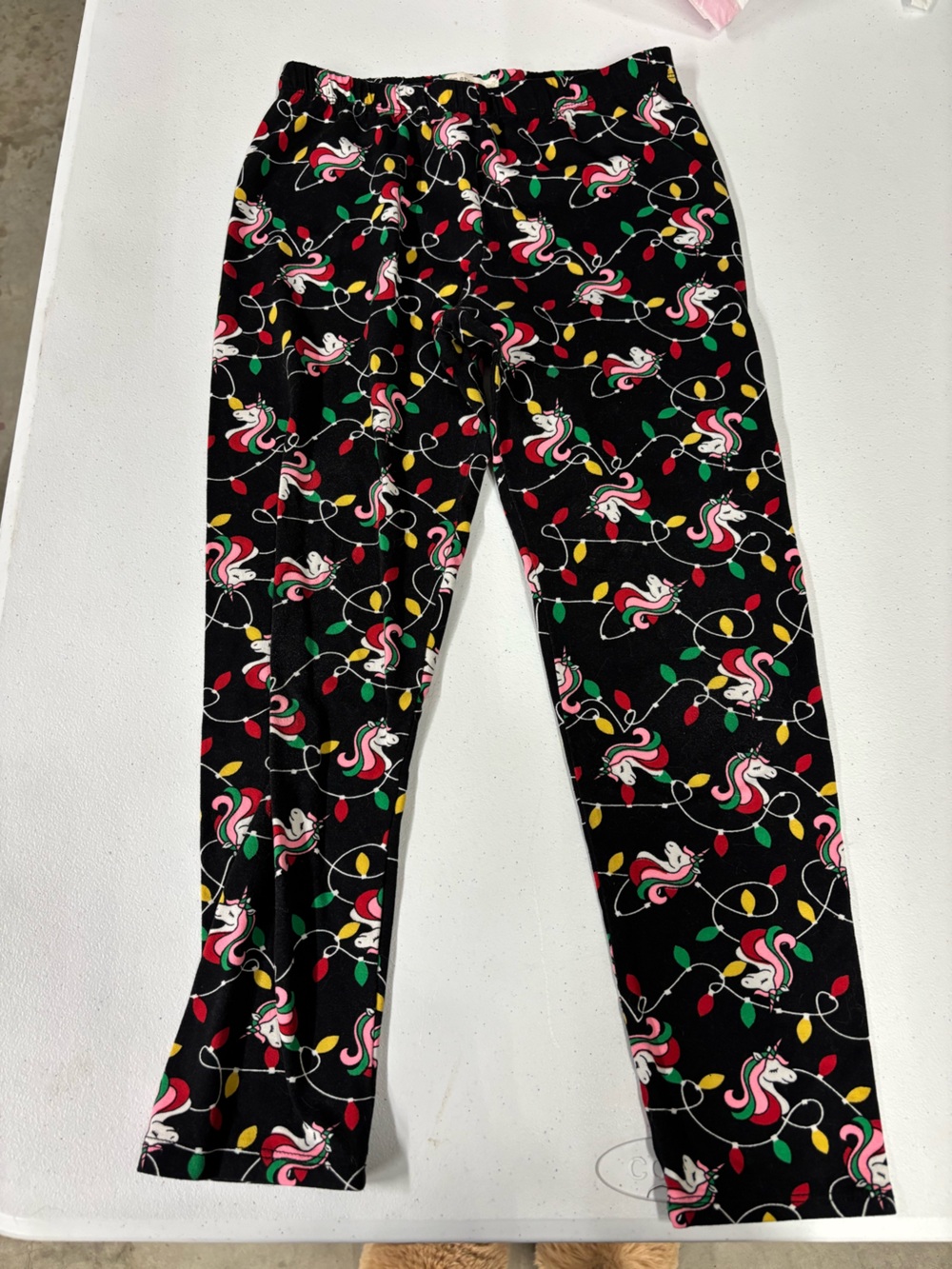One Step Ahead Black Leggings with Pink, Green & Yellow Unicorn Lights